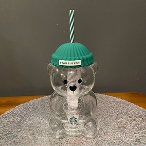 Starbucks Clear Bear Tumbler with Green Lid
